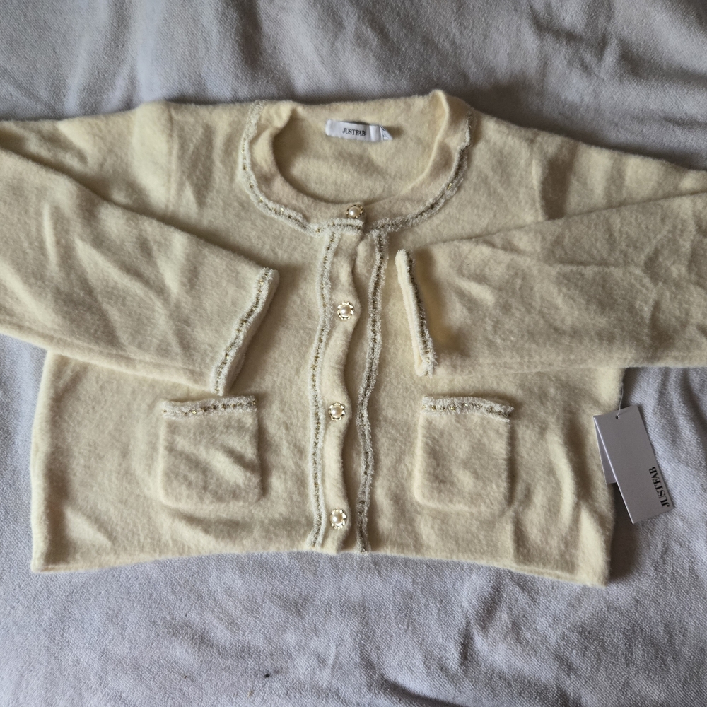 JustFab Cream Knit Cardigan